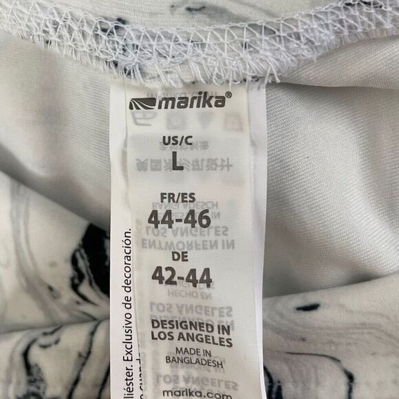 MARIKA Womens White Black Marbled Stone High-Rise Leggings NEW Large L - Picture 8 of 10